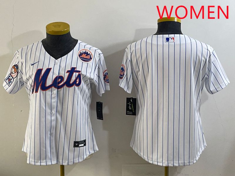 Women New York Mets Blank White Stripe Game 2025 Nike MLB Jersey style 6->women mlb jersey->Women Jersey
